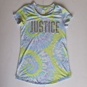 💚5/$20💚Justice Girls Tye-Dye Graphic Glitter Tee Size 12